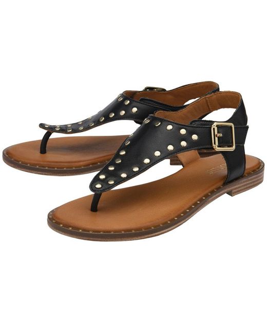 Lotus Black Juanita Toe Post Sandals
