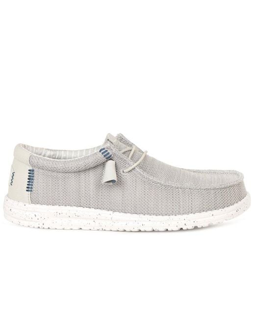 HeyDude White Wally Stretch Shoes for men