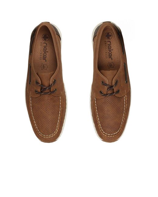 Rieker Brown Anchor Boat Shoes for men
