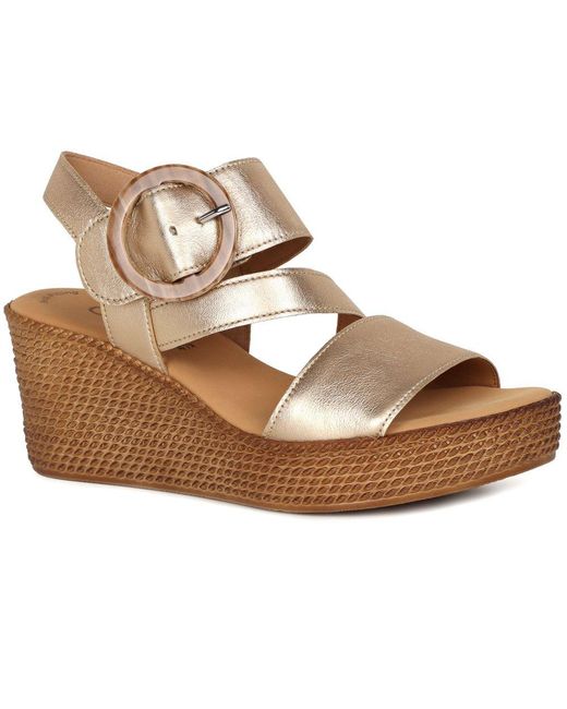 Gabor Metallic Drama Wedge Heel Sandals
