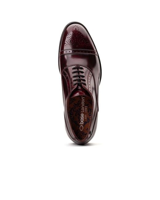 Base London Red Franklin Toe Cap Oxford Shoes for men