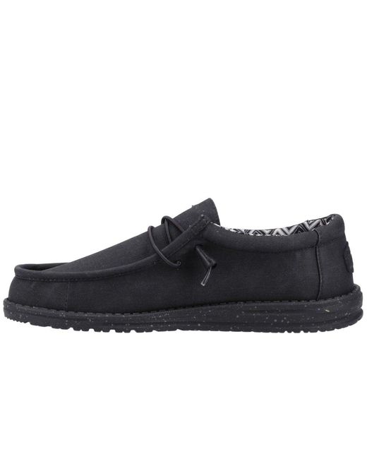 Hey Dude Black Wally Canvas Shoes Size: 7 for men