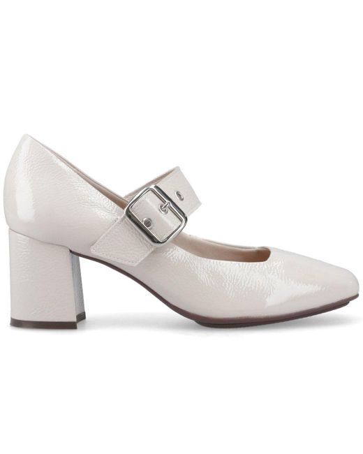 Hush Puppies White Celcilia Buckle Court Shoes