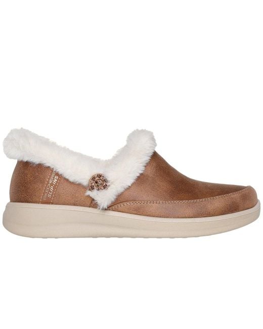 Skechers Brown Cozy Escape Textile Chestnut Slippers