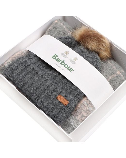 Barbour Multicolor Saltburn Beanie &Amp; Tartan Scarf Set