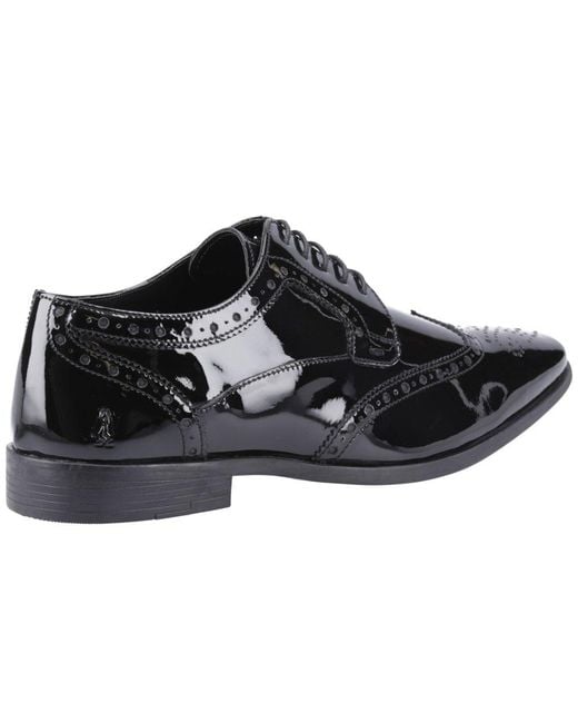 Hush Puppies Black Elliot Brogue Patent Shoes for men
