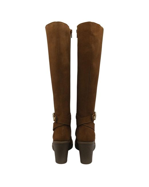 Ravel Brown Arkle Knee High Wedge Boots