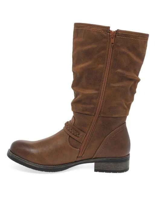 Rieker Brown Estella Calf Length Slouch Boots