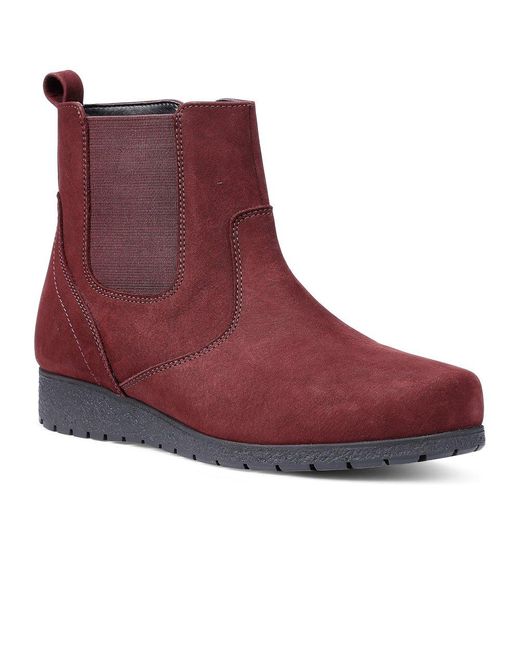 Hotter Red Exeter Low Wedge Boots