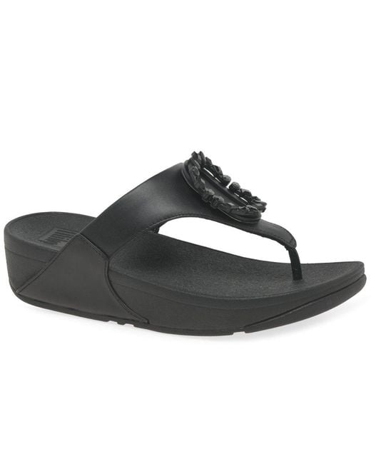 Fitflop Black Fitflop Lulu Crystal Circlet Toe Post Sandals