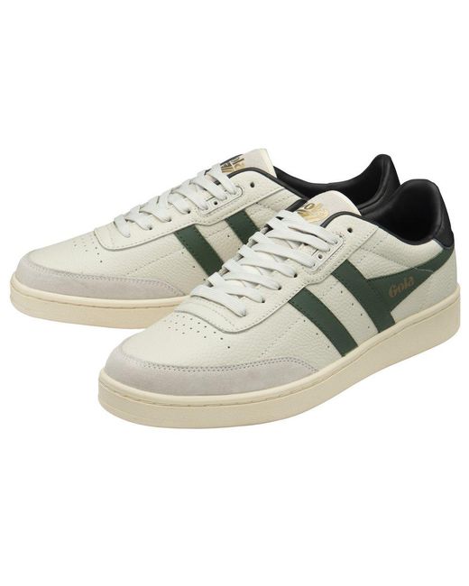 Gola Gray Contact Leather Trainers Colour: Off/Evergreen for men