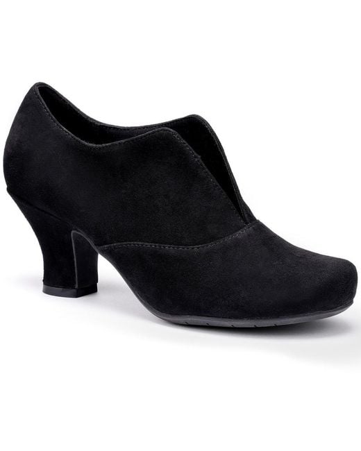 Hotter Black Waltz Wide Fit High Cut Court Shoes