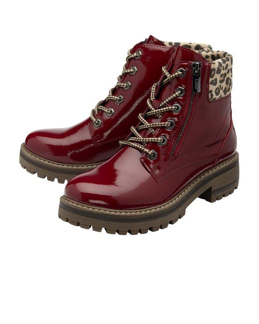 Lotus Red Myleen Ankle Boots