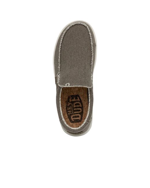 HeyDude Gray Mikka Braided Slip On Shoes for men