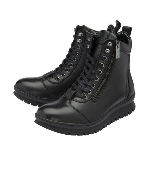 Lotus Black Corsica Ankle Boots