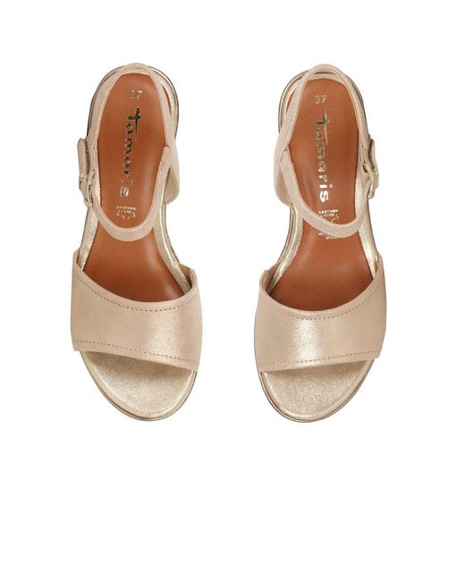 Tamaris Metallic Tulip Wedge Heel Espadrille Sandals