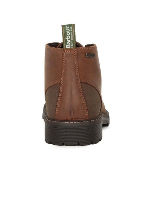 Barbour Brown Leather Lace-Up Ankle Boots for men