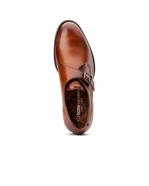 Base London Brown Faraday Single Monk Shoes for men