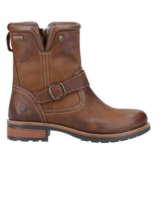 Cotswold Brown Buckled Faux Fur-Lined Ankle Boots