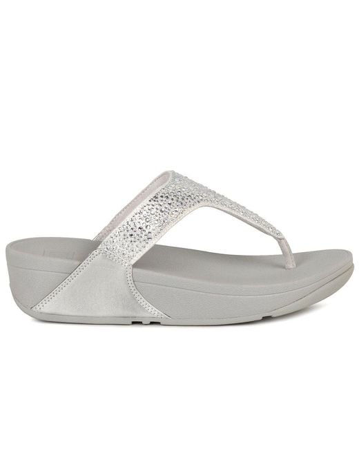 Fitflop Gray Fitflop Lulu Crystal Mix Toe Post Sandals