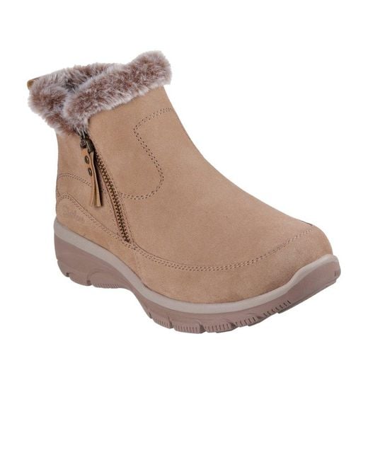 Skechers Brown Easy Going Cool Zip Ankle Boots