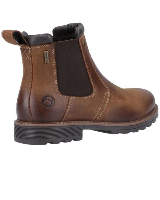 Cotswold Brown Chunky Leather Chelsea Boots for men