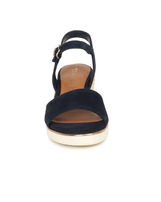 Tamaris Blue Tulip Wedge Heel Espadrille Sandals