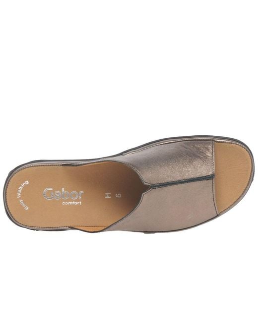 Gabor Brown Idol Leather Wide Fit Mules