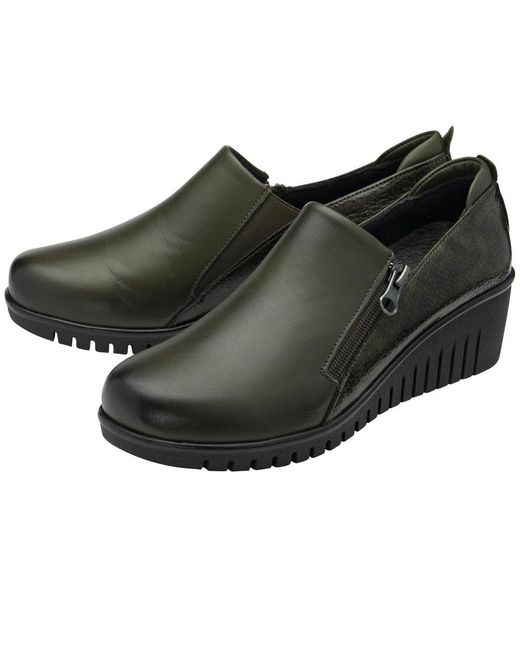 Lotus Black Altan Low Wedge Shoes