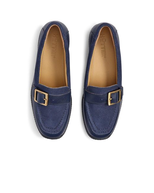 Hotter Blue Opel Low Wedge Shoes Colour: French Leather