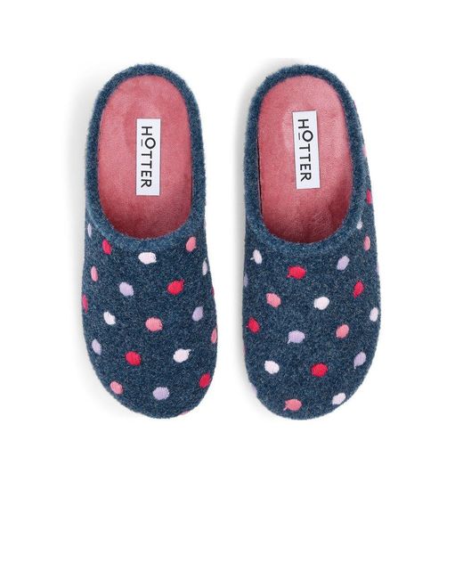 Hotter Blue Dotty Slippers