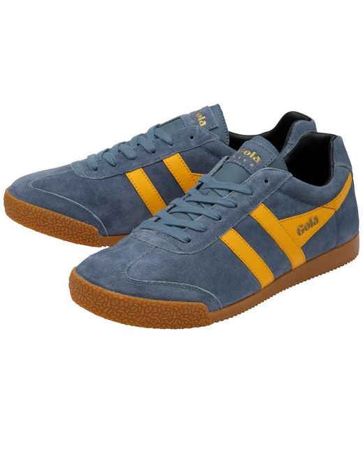 Gola Blue Harrier Suede Trainers Colour: Moonlight/Sun for men