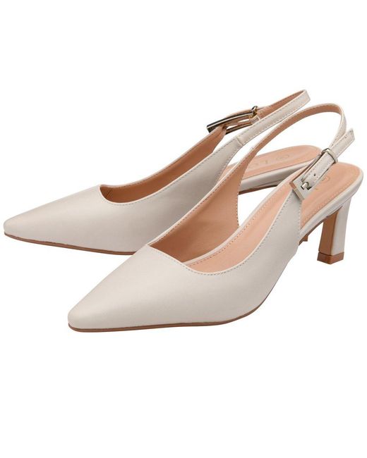 Lotus White Sharon Slingback Court Shoes