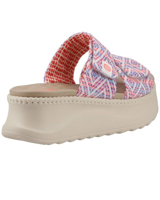 HeyDude Pink Delray Slide Surf Baja Platform Sandals