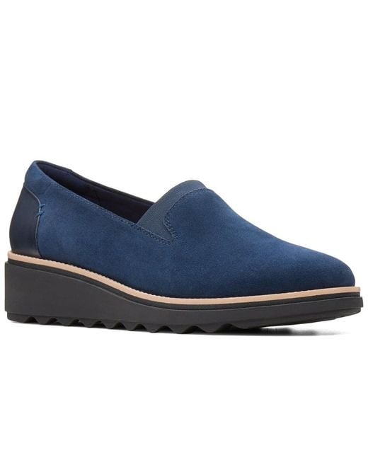 Clarks Blue Sharon Dolly Womens Wedge Heel Shoes