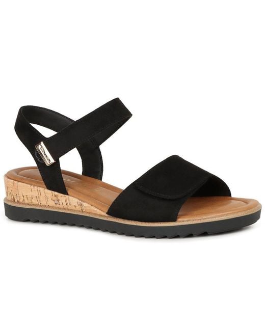 Tamaris Black Iris Low Wedge Sandals