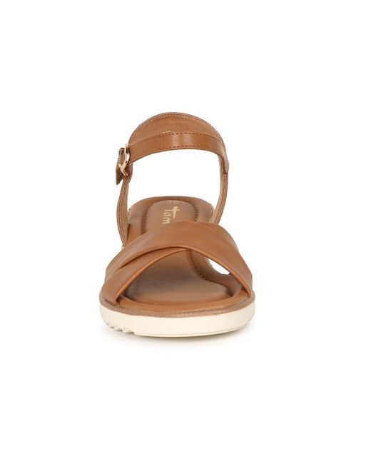 Tamaris Brown Carnation Low Wedge Sandals