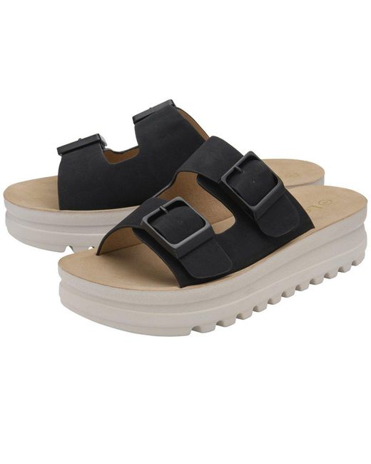 Lotus Black Volos Flatform Sandals