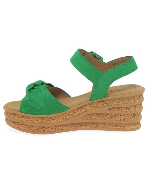 Gabor Green Teman Wedge Heel Sandals