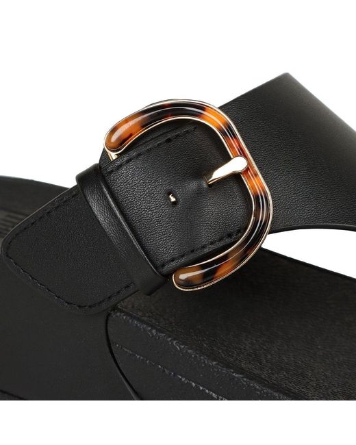 Fitflop Black Lulu Resin Buckle Toe Post Sandals