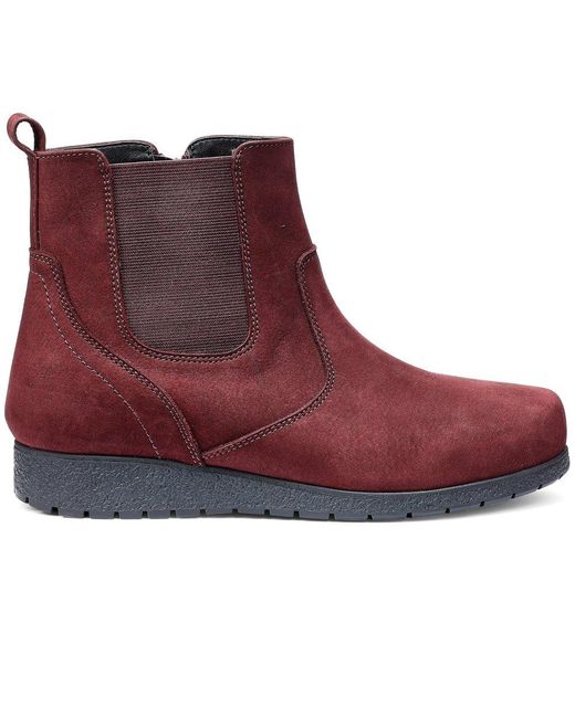 Hotter Red Exeter Low Wedge Boots