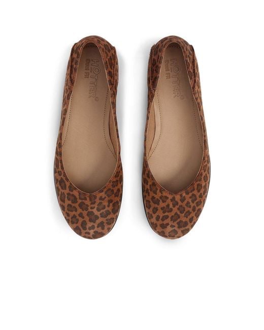 Hotter Brown Birdie Wide Ballet Pumps
