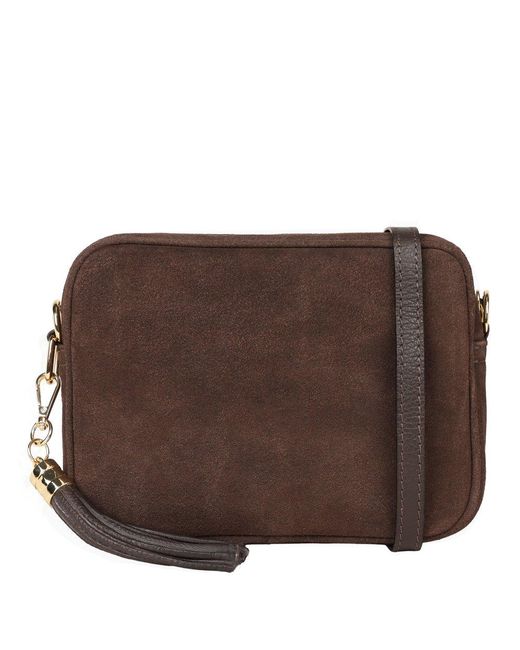 Elie Beaumont Brown Crossbody Suede Messenger Bag