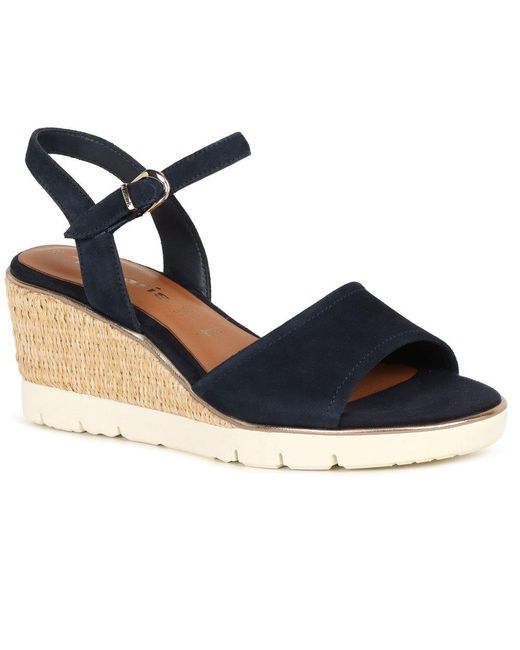 Tamaris Blue Tulip Wedge Heel Espadrille Sandals