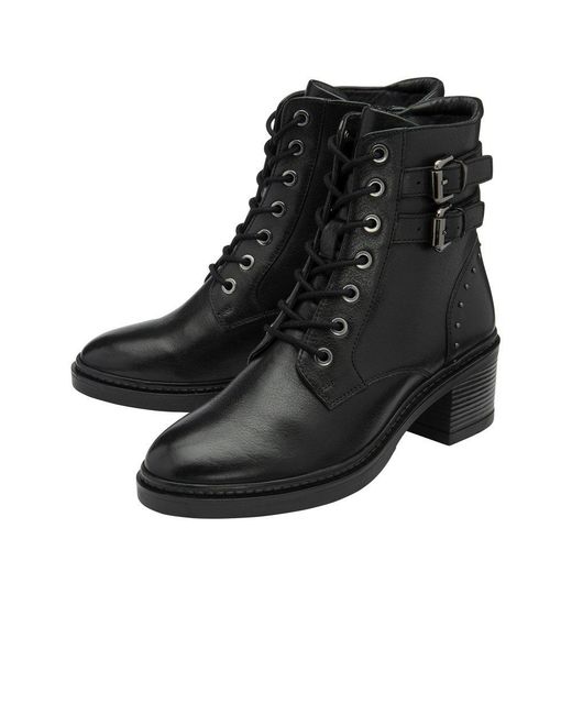 Lotus Black Parton Ankle Boots