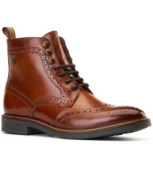 Base London Brown Bristol Brogue Boots for men
