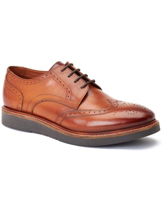 Base London Brown Joe Brogue Shoes for men