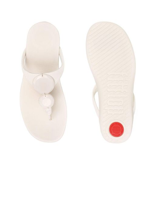 Fitflop White Solay Glossy Disc Toe Post Sandals