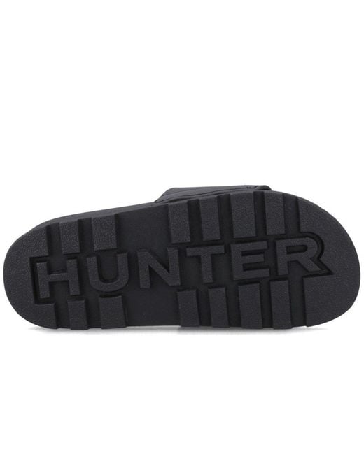 Hunter Black Core Embossed Slider Sandals