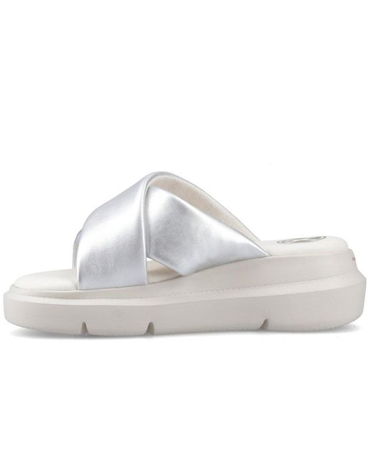 Hush Puppies White Uplift Crossover Slide Sandals